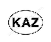 Наклейка овальная "KAZ" (200х270) фон белый, цвет черный (уп. 10 шт) A-STICKER